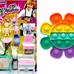 Dollhouse Playset Sets with Popit 20+1 Accessories Dollhouse Playset With Flower-image-27