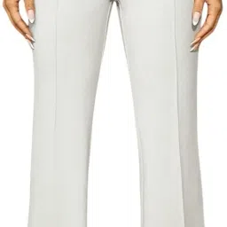 Women Regular Fit White Lycra Blend Trousers-image-71