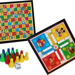 hhs sports Wooden Chess Board, Ludo & Snake Board With 2 Set Ludo & 1 Chessmen coins Set C 30.48 cm Chess Board image 3