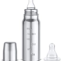 Joy Stainless Steel Baby Feeding Bottle BPA Free Anti Colic Slim Neck - 270 ml-image-13