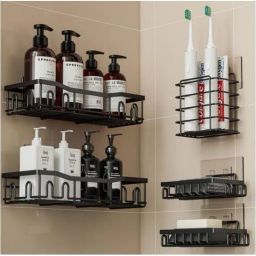 PREMIUM 5 PCS [RACK/SHELF, SOAP DISH, TOOTHBRUSH HOLDER] SET Iron Wall Shelf-image-55