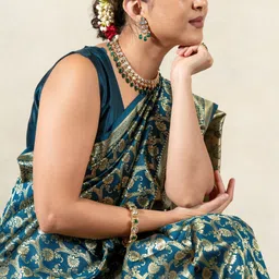 subham Woven, Embellished Kanjivaram Silk Blend Saree-picture-1