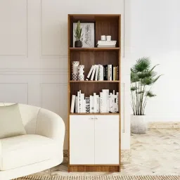 Victor 2 Door Bookshelf | Multi Purpose Storage Unit for Kitchen, Living Room| Engineered Wood Semi-Open Book Shelf-picture-17