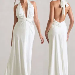 traquila Women A-line White Maxi/Full Length Dress-picture-5