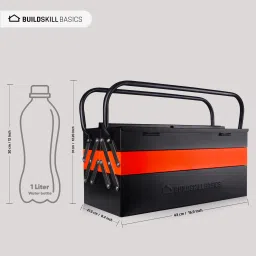 buildskill BITB185 18" Metal tool box kit | 5 compartments | lock system | rust-resistant & durable Tool Box with Tray image 2