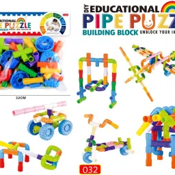galactic Multi Coloured Educational Play and Learn Plastic Building Block Set Pipes Puzzle Set - Blocks for Kids Blocks Toys and Games for Children,Multicolor image 5