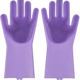 Cleaning Hand Gloves, Magic Silicone Dish Washing Gloves, Silicon Hand Gloves- Wet and Dry Glove-image-26