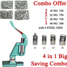 Cast Iron Fabric Button Making Machine-4 Steel Dies(18,22,30,40) and 2550 Shells-23