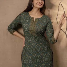 Women Printed Viscose Rayon Straight Kurta-image-2