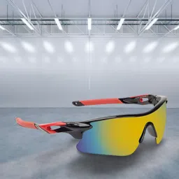 Black and Red Sports Googles Mirrored UV Protection For Men Cricket Goggles-picture-0