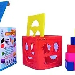 Shape Sorting Cube Junior Building Blocks for Kids with 18 Pcs Shape Toys-12