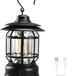 Portable USB Camping Lantern Lamp Lights Black Metal, Plastic Hanging Lantern-13