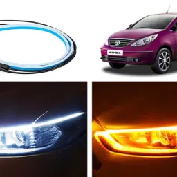 A2T181 - 2 Pcs 24 Inch Ultrafine Waterproof Car DRL LED Daytime Running Lights White Turn Signal Yellow Guide Strip Headlight Assembly Manza Car Fancy Lights-image-6