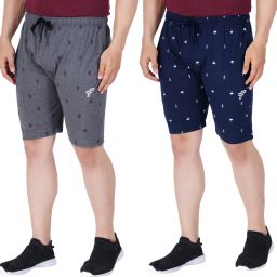 Pack of 2 Printed Men Dark Blue, Grey Regular Shorts-picture-21