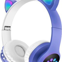 Kids Headphones Wireless, Girls/Boys Cat Bluetooth Headset (BLUE, On the Ear) Bluetooth & Wired Headset-15