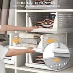 sunvibe Set of 2 Clothes Organizer for Wardrobe Stackable Closet Organizer Drawers PP Collapsible Wardrobe image 2