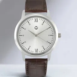 Men's Watch Brown Leather Strap Silver Dial Water Resistant Analog Watch - For Men HOC_SK-183-image-52