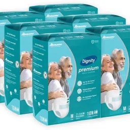 Premium Adult Diapers, Medium, Waist Size 28" - 45", 10 Pcs/Pack (Pack of 6), 60 Pcs Adult Diapers - M-14