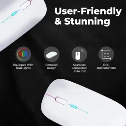 ELECTRO WOLF Rechargeable Wireless Mouse with RGB LED Backlit Silent Click,1600 DPI Ergonomic Wireless Ambidextrous OpticalGaming Mouse image 4