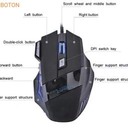 coolcold Gaming Mouse Wired 6D Optical 7 Button Gamer Mice Silent with Backlight Wired Ambidextrous Optical Gaming Mouse image 2