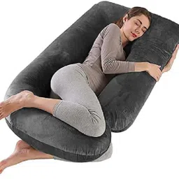 j shape pregnancy pillow Polyester Fibre Solid Pregnancy Pillow Pack of 1-image-69