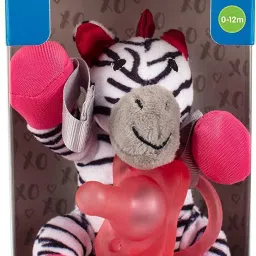 dr. brown's Lovey Pacifier and Teether Holder, 0 Months Plus, Zebra with Pink Pacifier Soother image 3