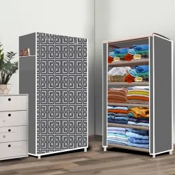 5 Layer Cabinet print Carbon Steel Collapsible Wardrobe-7