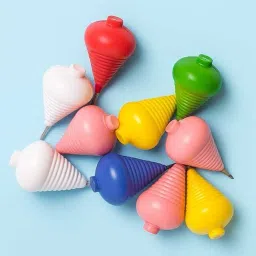 shiva collections Set of 10 Multicolor Spinning Tops with Durable String – Traditional image 2