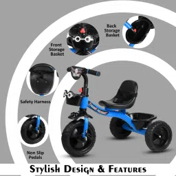 toyshoppee Stylish Tricycle For Kids With Front And Back Basket Comftable Recommended Kiddo Tricycle For Age 1-5 Years Kids Cycle Tricycle image 2