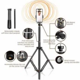 JAMMY ZONES Portable 10" Ring LED Light With 3 Brightness Mode Flash STAND TRIPOD 7ft J2 Ring Flash image 2
