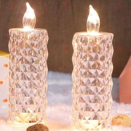 3 Pcs Flameless & Smokeless Decorative Acrylic Transparent Led Tea Light Candle Candle-27