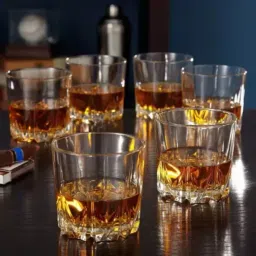 (Pack of 6) (Pack of 6) Wine and Whiskey Glass, Water and Juice Tumbler Glass (Dubai) Glass Set Whisky Glass-25