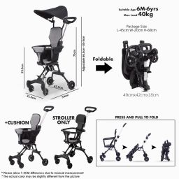 kinzilla Foldable Stroler Traveling Pram for 0 to 3 Years, New Born Adjustable backrest Stroller image 2