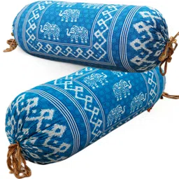 GTX Decorative Famous Jaipur Sanganeri Print Cotton Bolster Covers With Microfibre Stripes Bolster Pack of 2-picture-6