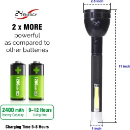24 energy 100W + 25W COB Emergency Light with Long Range Torch Light (2400 mAh) Battery Torch image 3