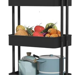 Lukzer 3 Tier Utility Rolling Cart with Wheels Multifunctional Trolley Plastic Kitchen Trolley-image-39