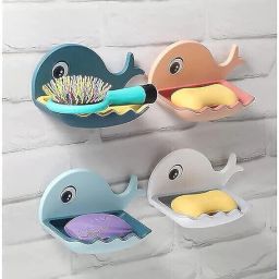 (PACK OF 2)Fish Shape Cute Adhesive Waterproof Wall Mounted Soap Dish-image-87