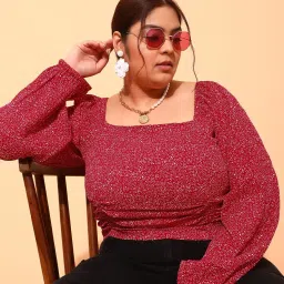 Casual Regular Sleeves Printed Women Maroon Top-image-49
