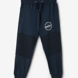 The Souled Store Navy Blue Boys Colourblocked Pure Cotton Joggers-50