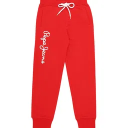 Pepe Jeans Boys Red Solid Cotton Regular-Fit Joggers-image-1