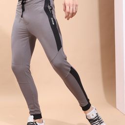 The Indian Garage Co Men Grey & Black Colourblocked  Slim Fit Jogger-image-55