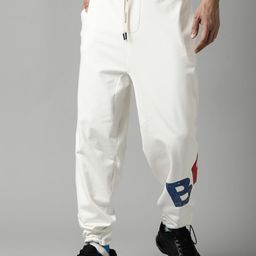 Breakbounce Men Off White Solid Pure Cotton Joggers-image-55