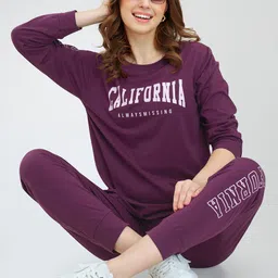 Zeyo Typography Printed Sweatshirt With Jogger-image-31