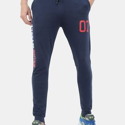 ARDEUR Men Navy Blue & Orange Typography Training Or Gym Joggers-8