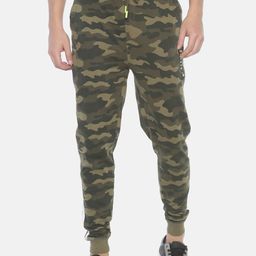 Steenbok Men Olive Printed Cotton Straight-Fit Joggers-image-7