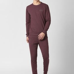 Peter England Men Burgundy Solid Night Suit-image-104