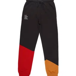 Alan Jones Boys Charcoal-Black & Red Colorblocked Joggers-image-6
