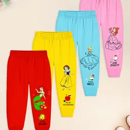 YK Disney Girls Pack of 4 Disney Princess Printed Joggers-picture-31
