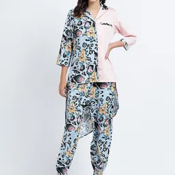 STITCH MONKEY Yellow Flower Co-Ord With High Low Shirts And Joggers-picture-22