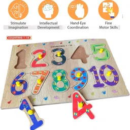 shalafi Learning Puzzle Board Math counting 123 matching Number Educational Toy Blocks image 2
